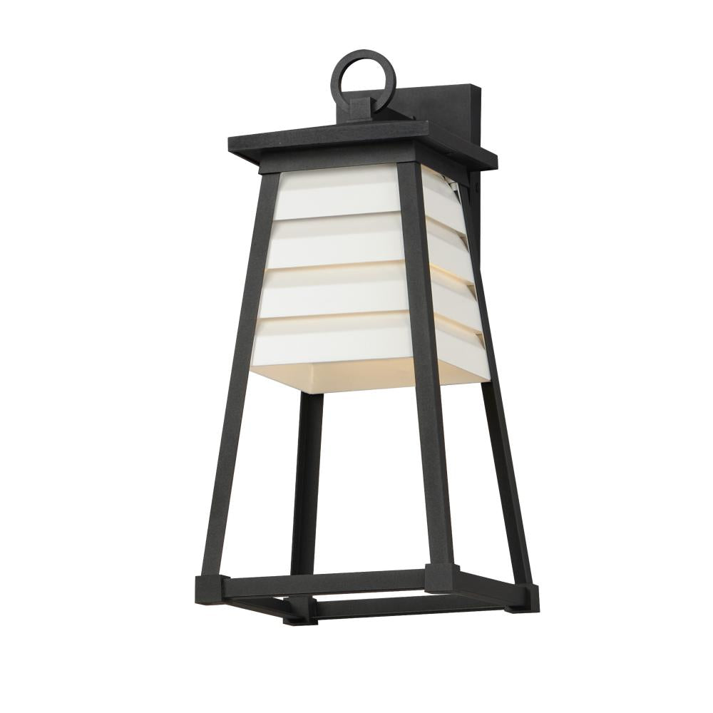 Maxim Lighting 40634WTBK Shutters 8.5 Inch Outdoor Wall Lantern – White / Black