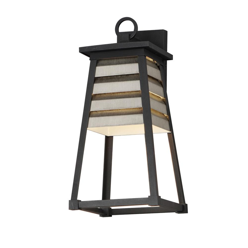 Maxim Lighting 40634WZBK Shutters 8.5 Inch Outdoor Wall Lantern – Weathered Zinc/Black