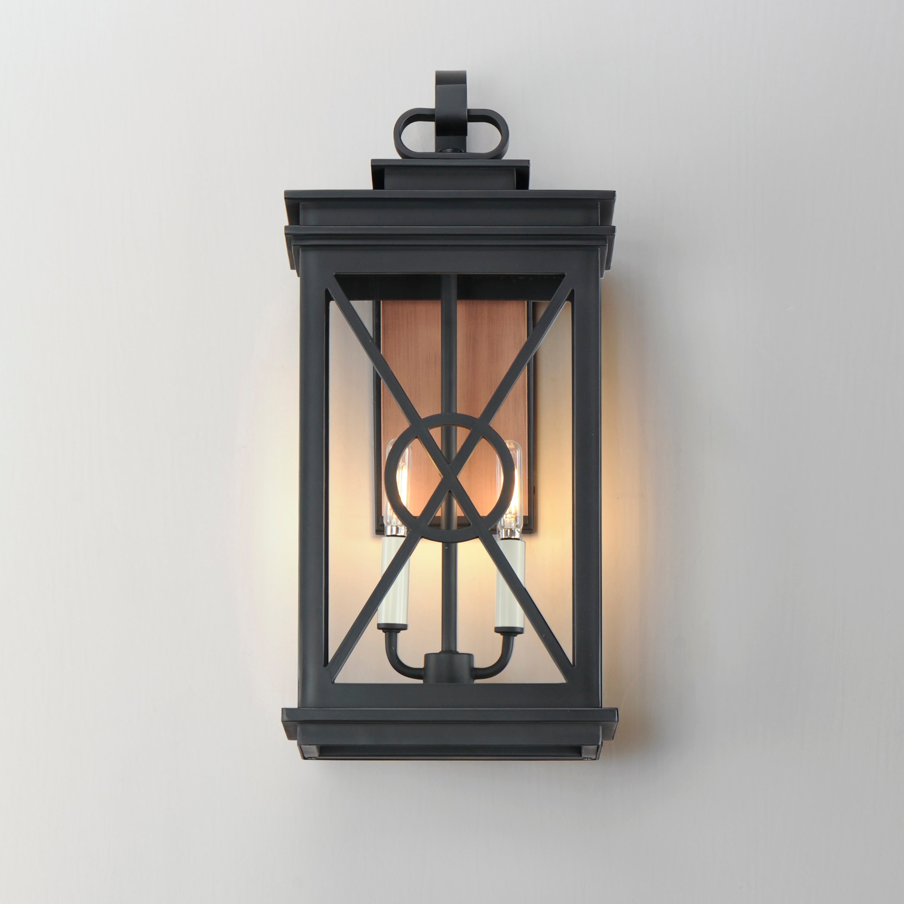 10 Inch Outdoor Wall Sconce – Black/Aged Copper