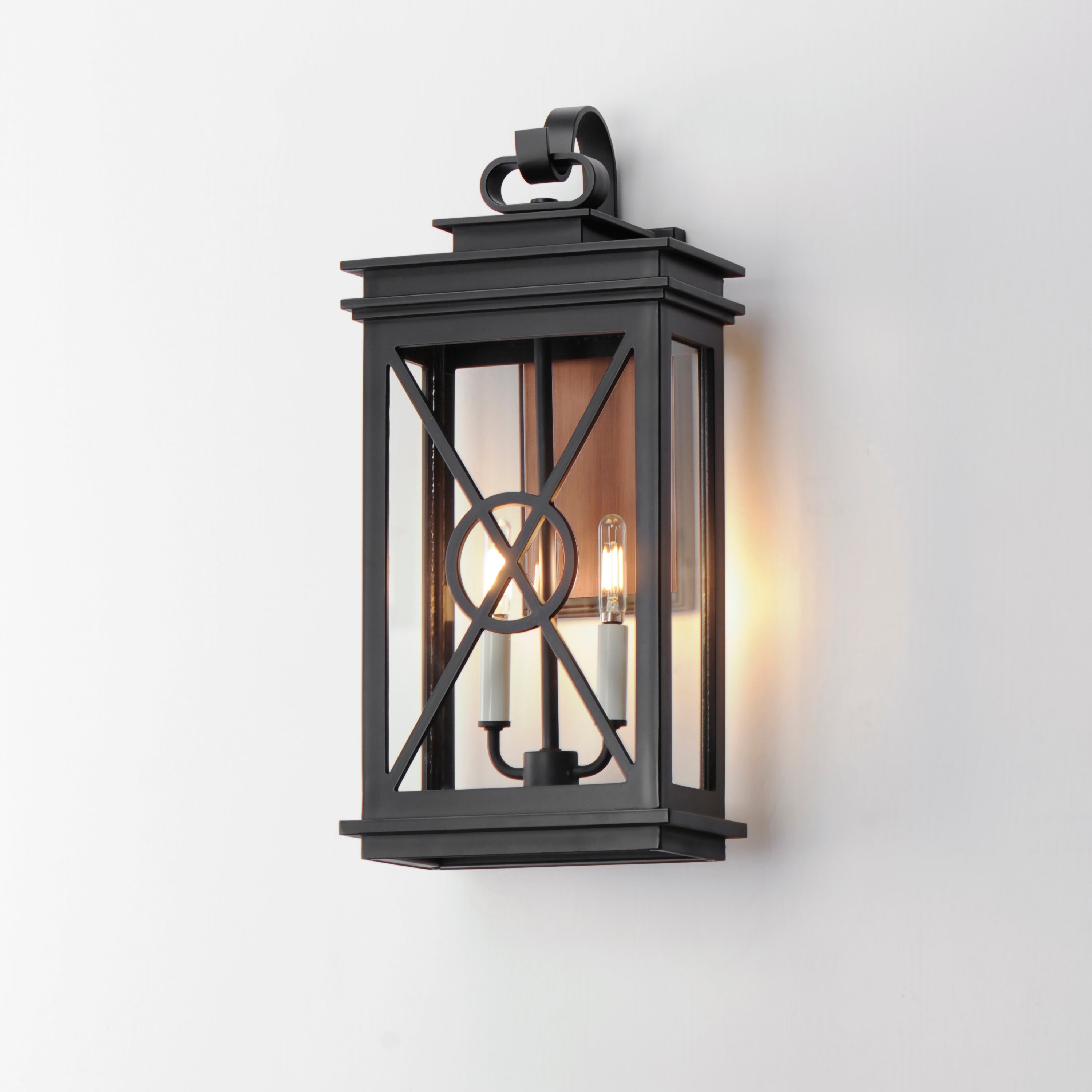 10 Inch Outdoor Wall Sconce – Black/Aged Copper