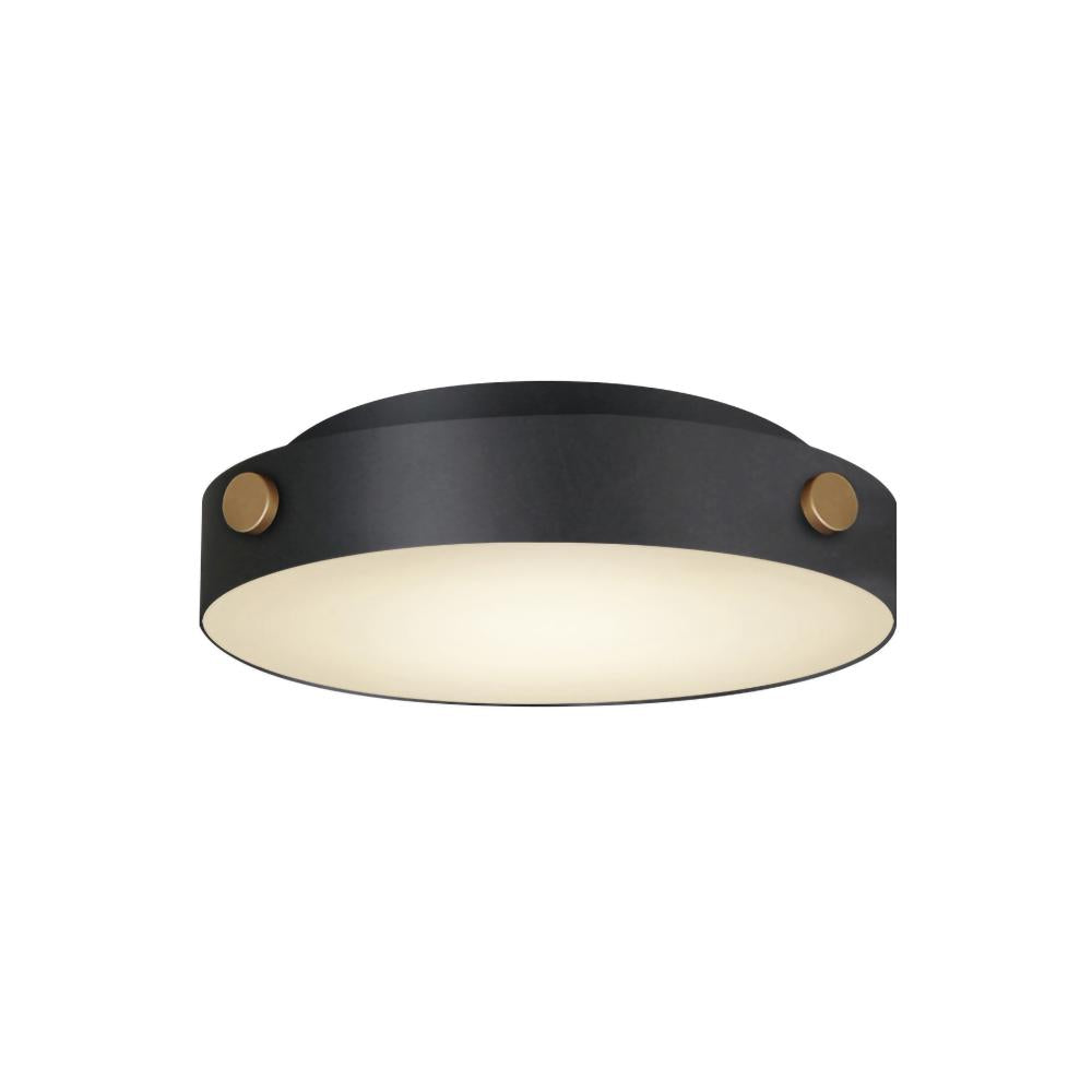 12 Inch Outdoor Flush Mount – Black / Antique Brass