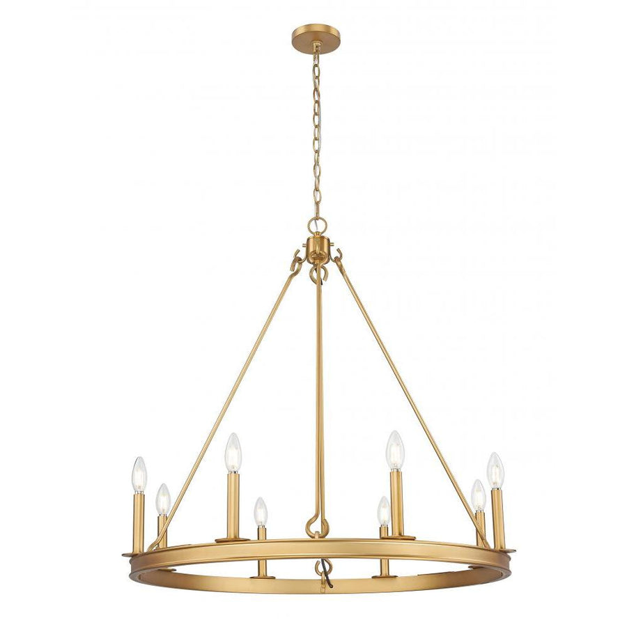 8 Light Chandelier-Rubbed Brass