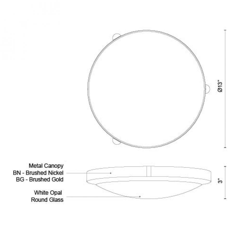 Kuzco 501112-LED-5CCT Flush Mount Fixture, LED, Brushed Nickel