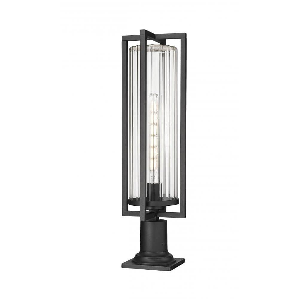 1 Light Outdoor Pier Mounted Fixture-Clear Ribbed