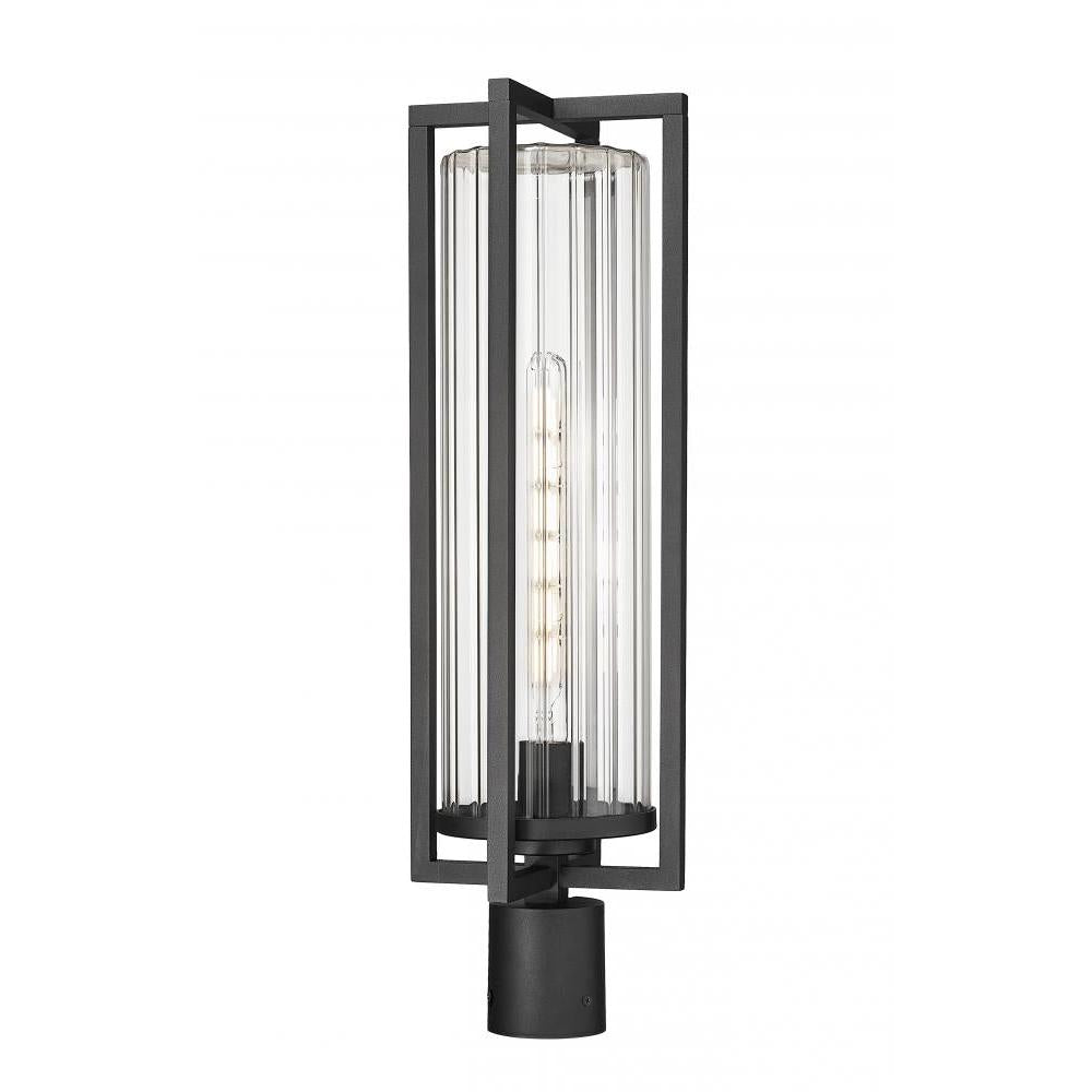 1 Light Outdoor Post Mount Fixture-Clear Ribbed