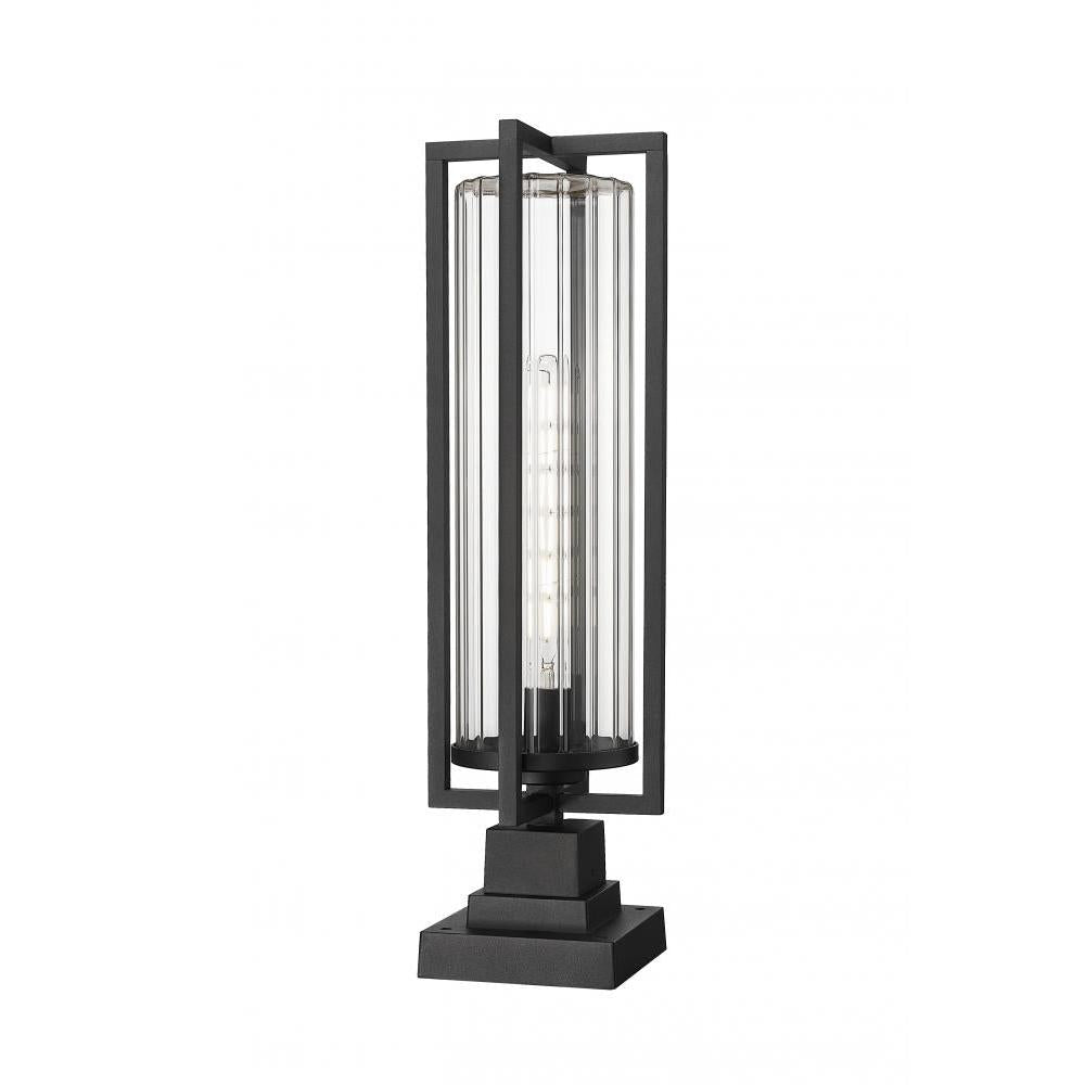 1 Light Outdoor Pier Mounted Fixture-Clear Ribbed
