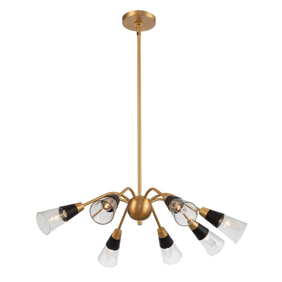 Ponti 28 Inch Chandelier – Matte Black w New Brass – 513172BNB