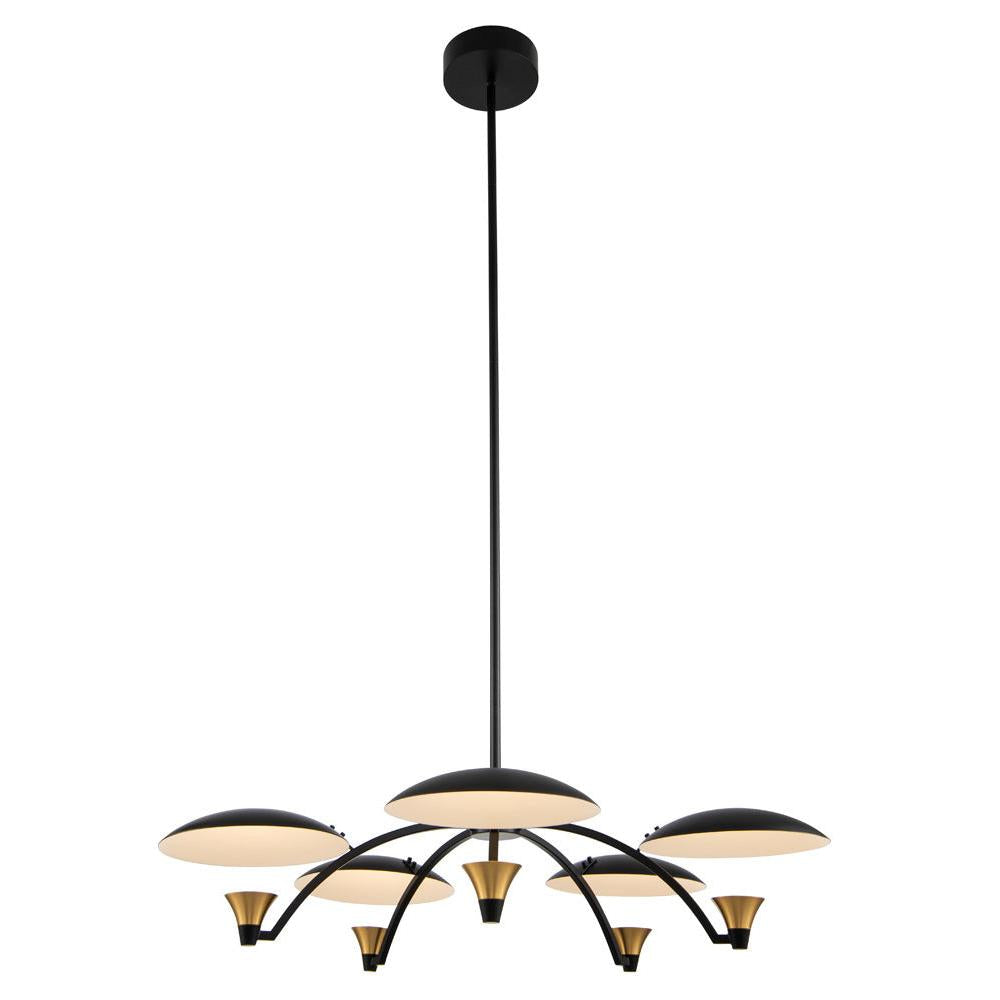 Redding 31 Inch Chandelier – Matte Black w White and Brass Accent – 513671BWB