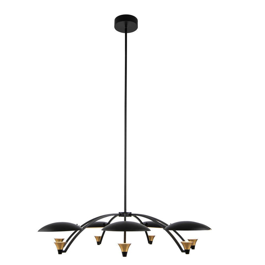 Redding 38 Inch Chandelier – Matte Black w White and Brass Accent – 513672BWB