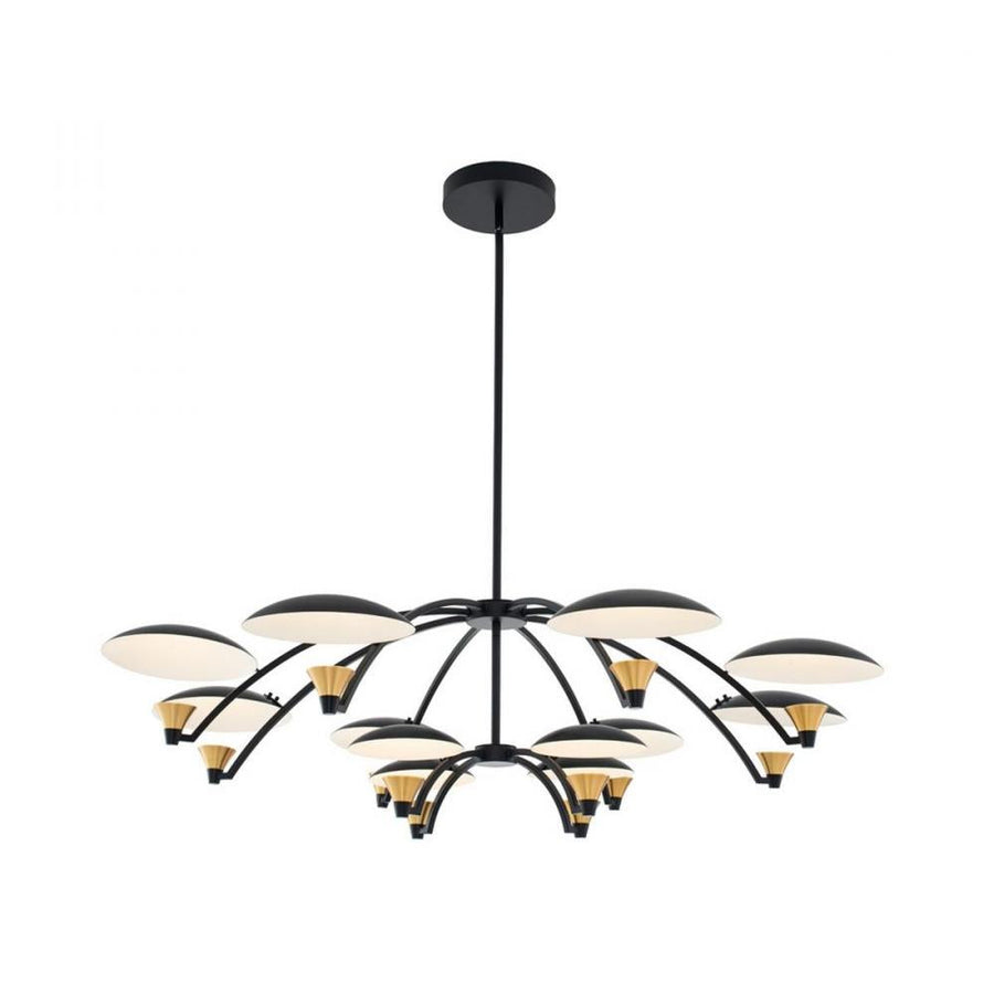 Redding 45 Inch Chandelier – Matte Black w White and Brass Accent – 513673BWB