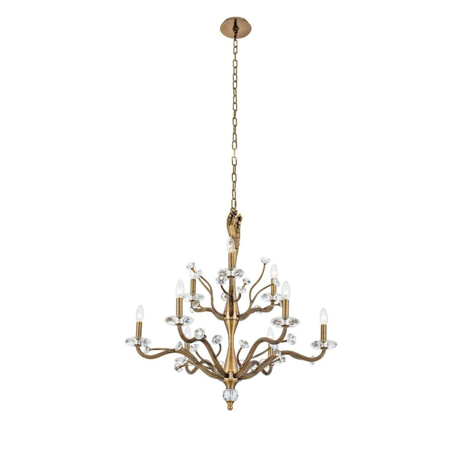 Venus 9 Light 2 Tier Chandelier – Historic Brass – 517772HBR