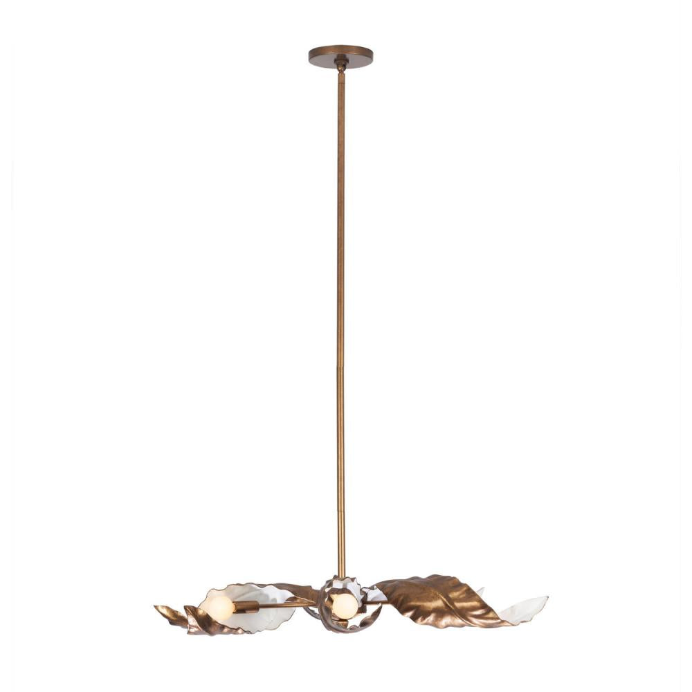 Spira 36 Inch Chandelier – Pearlized Antique Brass W/ White – 525556PABW