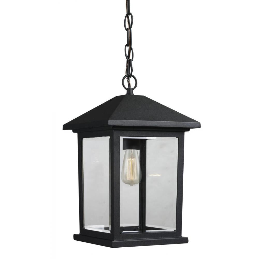 1 Light Outdoor Chain Mount Ceiling Fixture-Clear Beveled