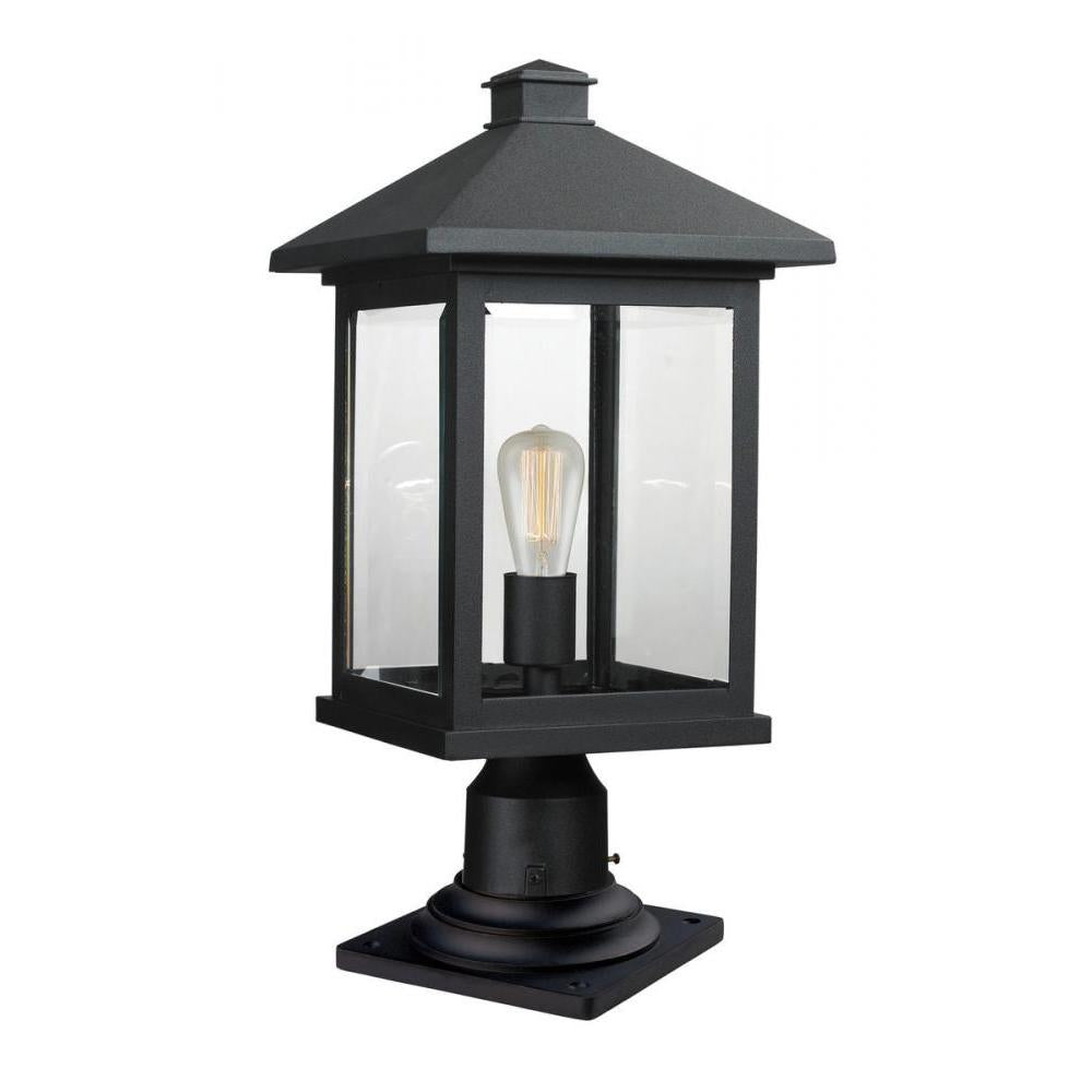 1 Light Outdoor Pier Mounted Fixture-Clear Beveled