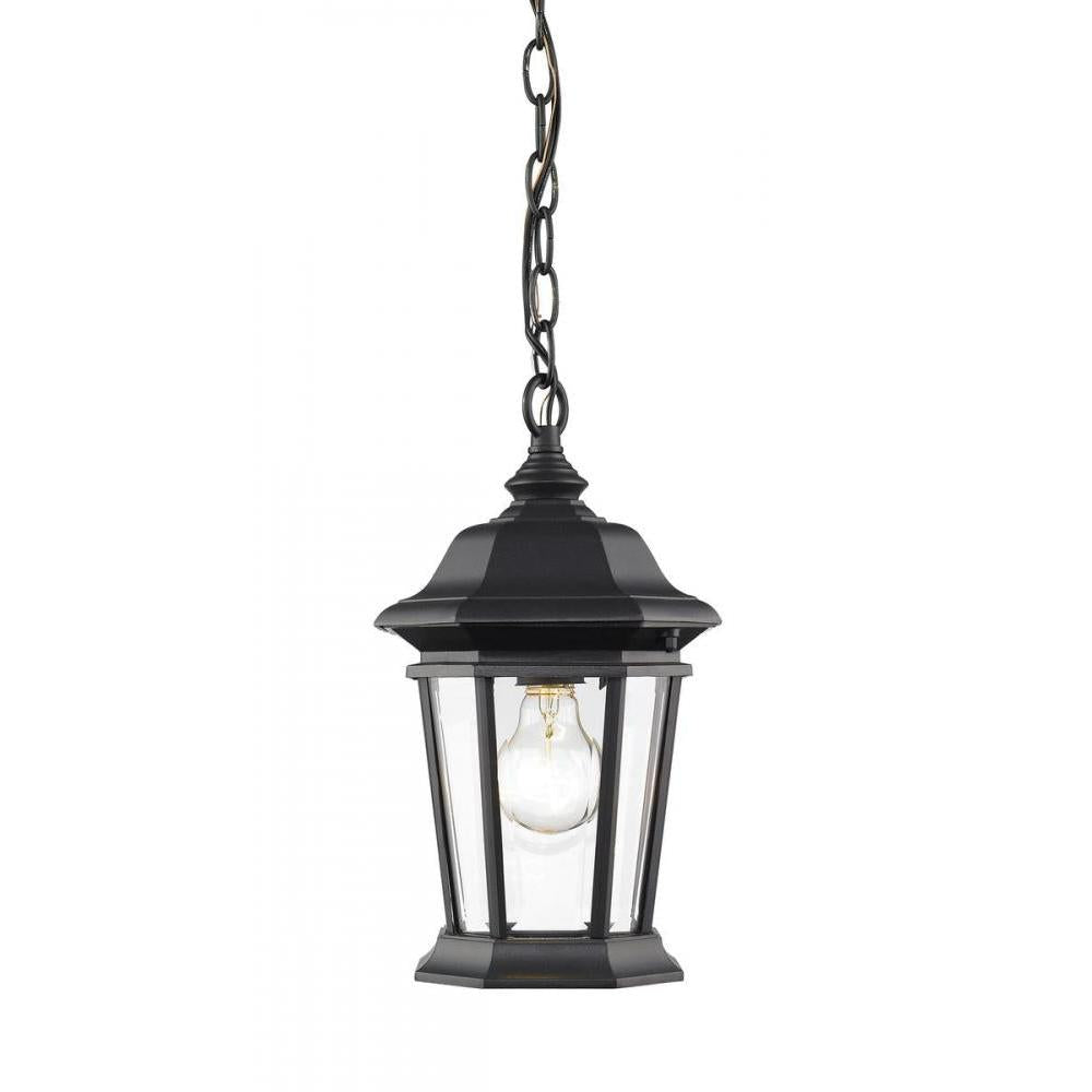 1 Light Outdoor Chain Mount Ceiling Fixture-Clear Beveled