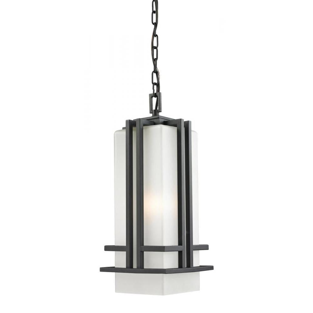 1 Light Outdoor Chain Mount Ceiling Fixture-Matte Opal