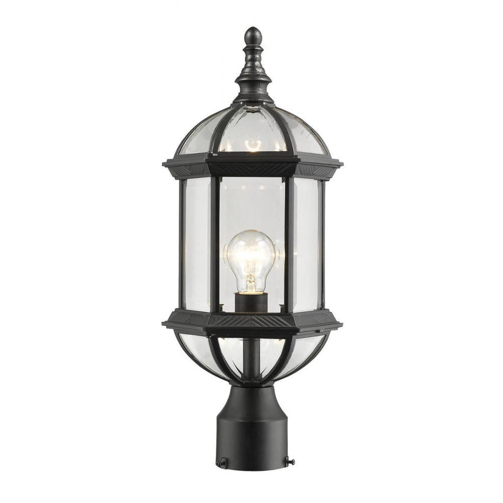 1 Light Outdoor Post Mount Fixture-Clear Beveled