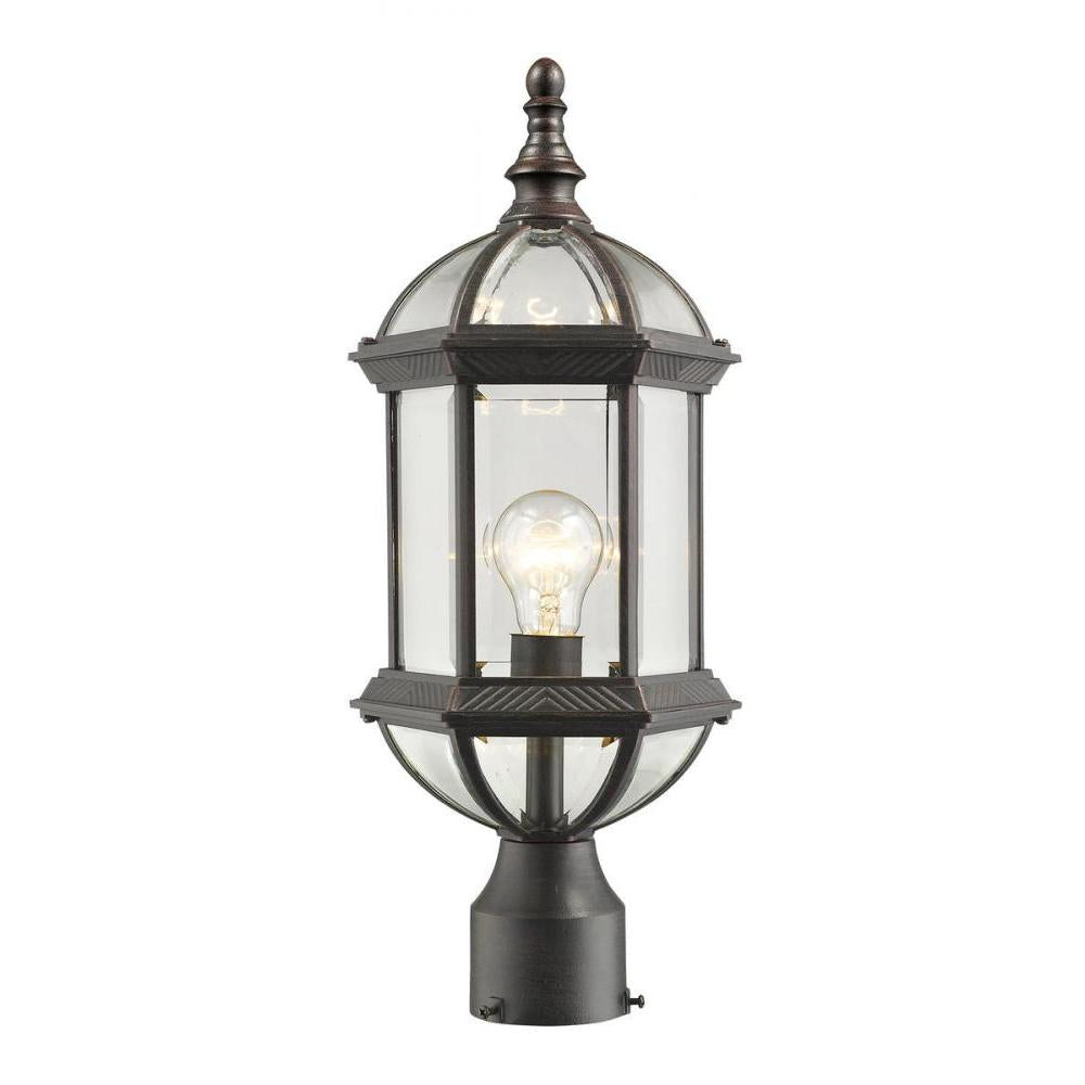 1 Light Outdoor Post Mount Fixture-Clear Beveled