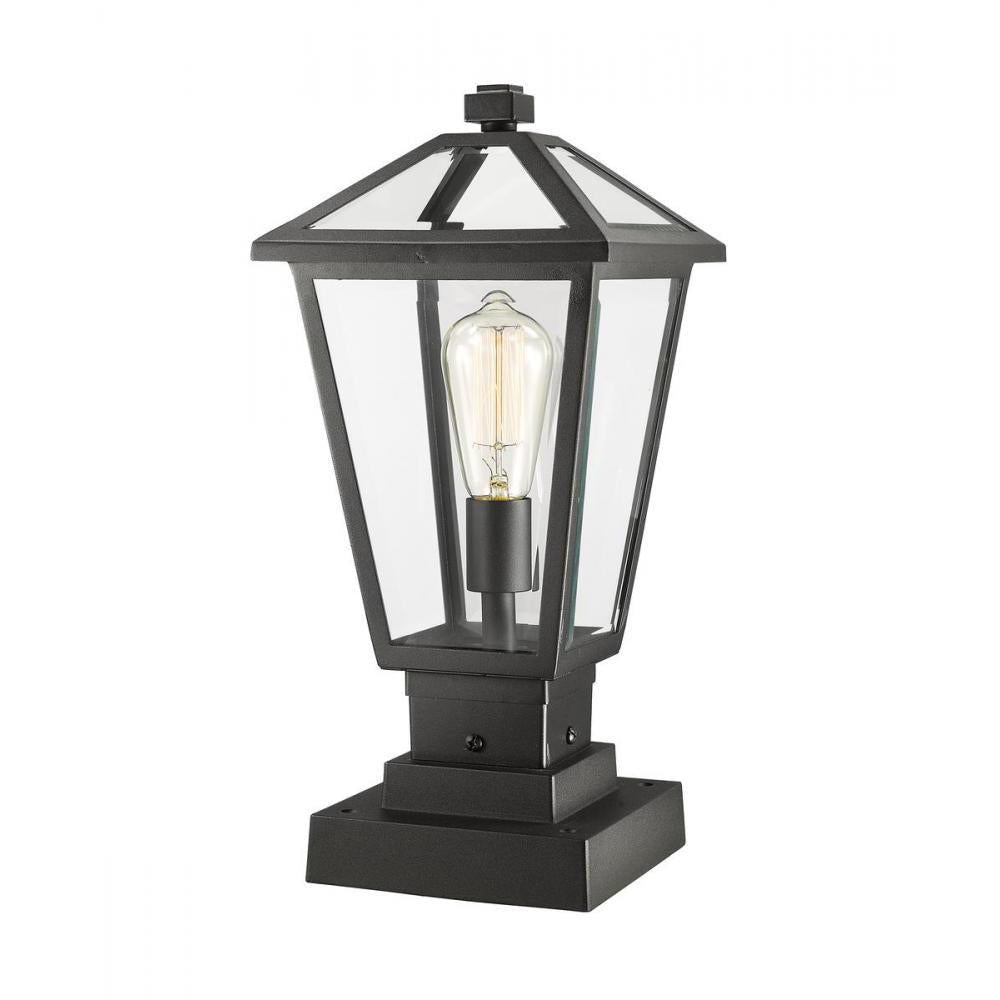 1 Light Outdoor Pier Mounted Fixture-Clear Beveled