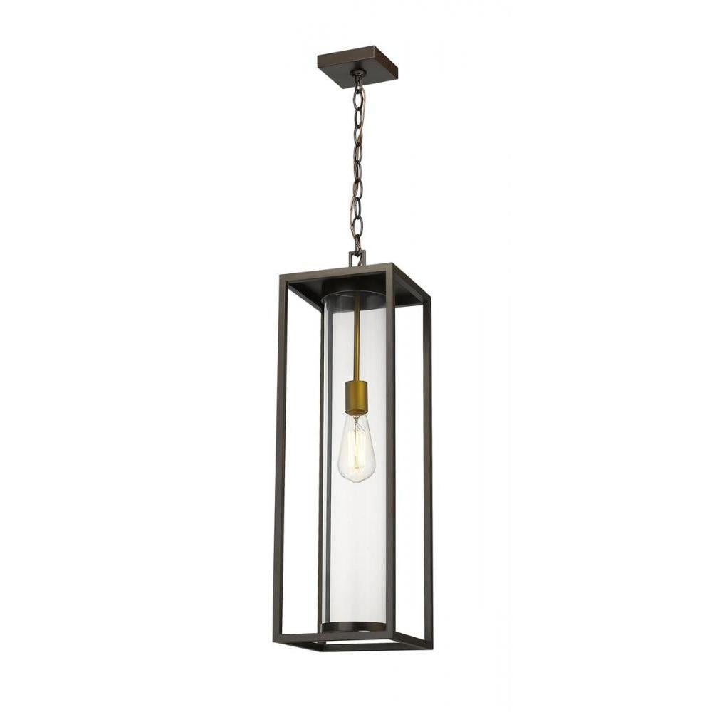 1 Light Outdoor Chain Mount Ceiling Fixture-Clear