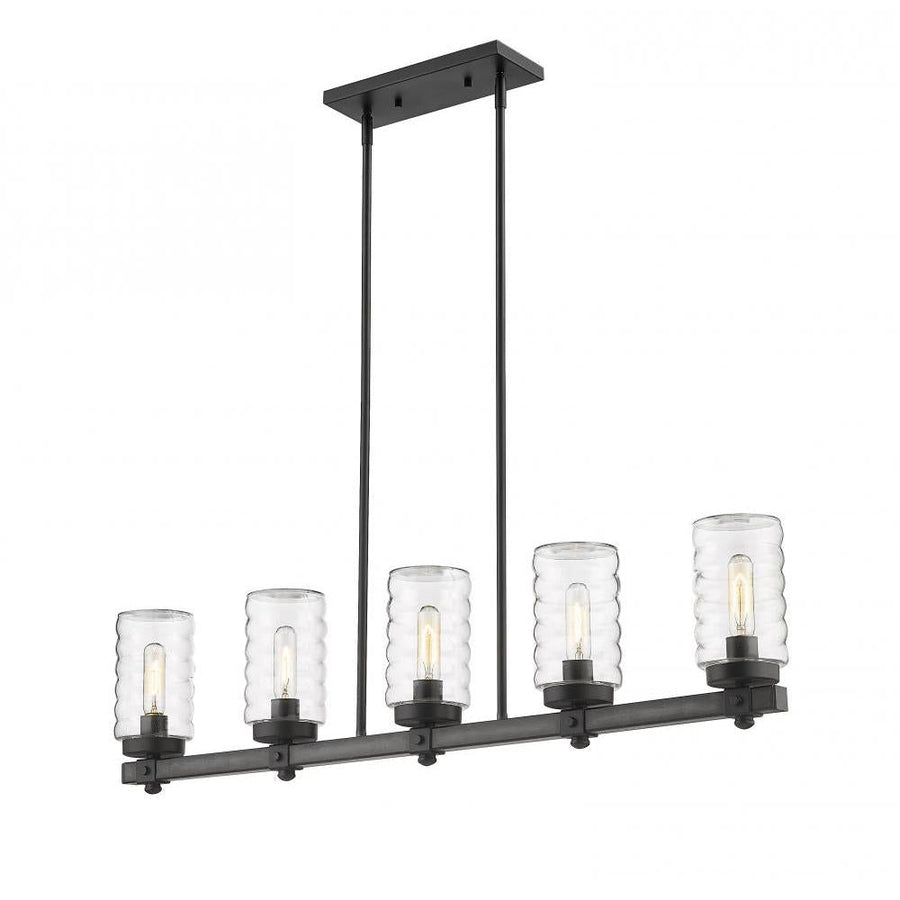 5 Light Outdoor Linear Chandelier-Clear