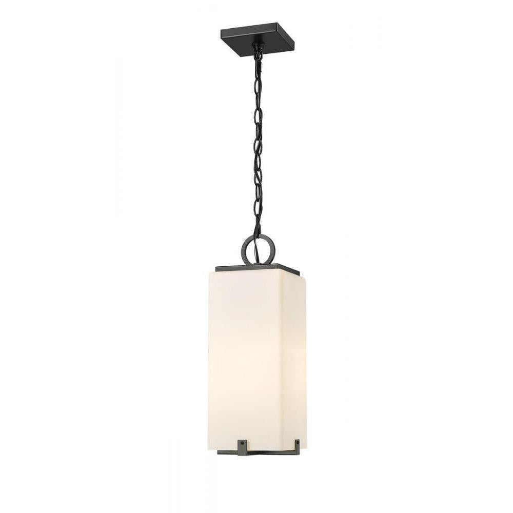 1 Light Outdoor Chain Mount Ceiling Fixture-White Opal