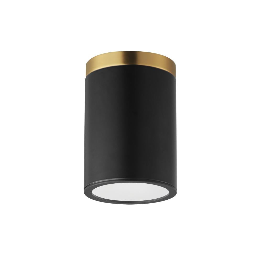 Maxim Lighting 59700WTBKAB Dapper 4.75 Inch Semi Flush Mount Light – Black / Antique Brass