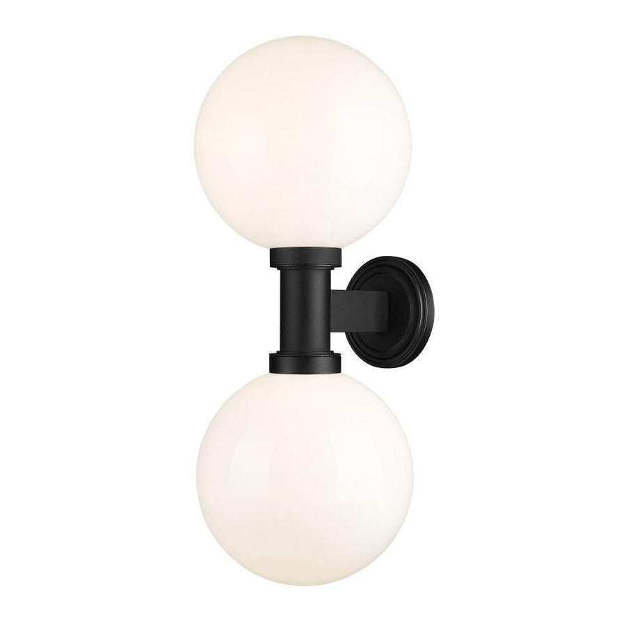 2 Light Outdoor Wall Light-White Opal