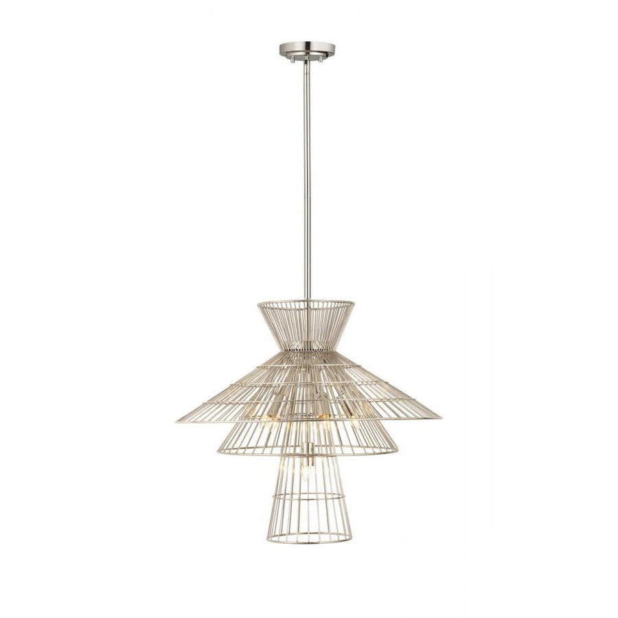 6 Light Chandelier-Polished Nickel