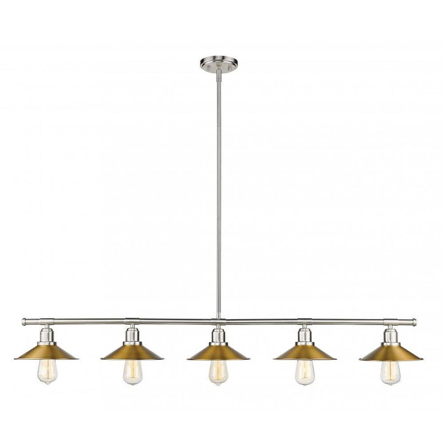 5 Light Linear Chandelier-Factory Brass