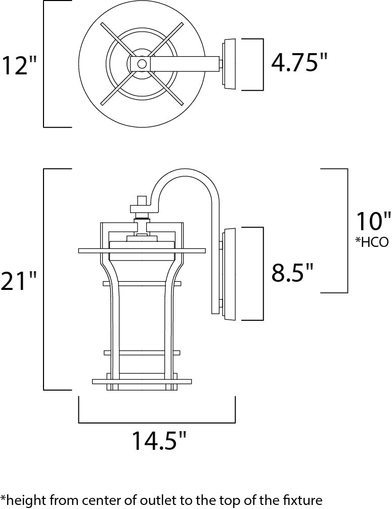 12 Inch Outdoor Wall Sconce – Black Oxide