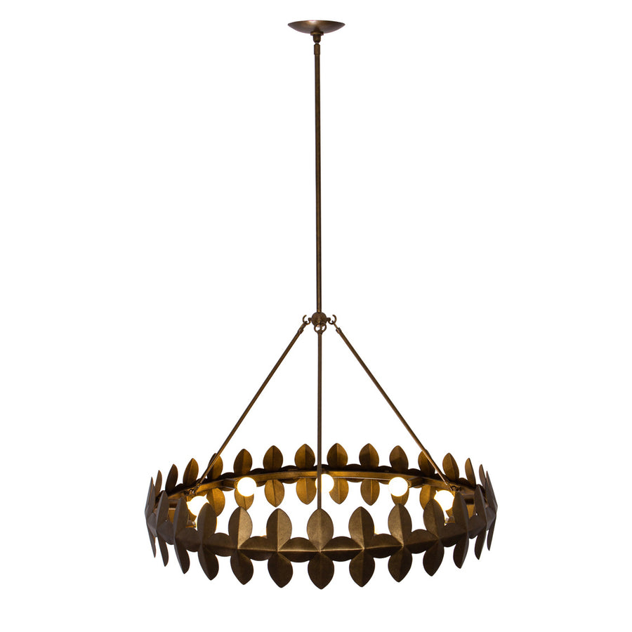 Vittoria 34-in 9 Light (40-watt) Pearlized Antique Brass Chandelier