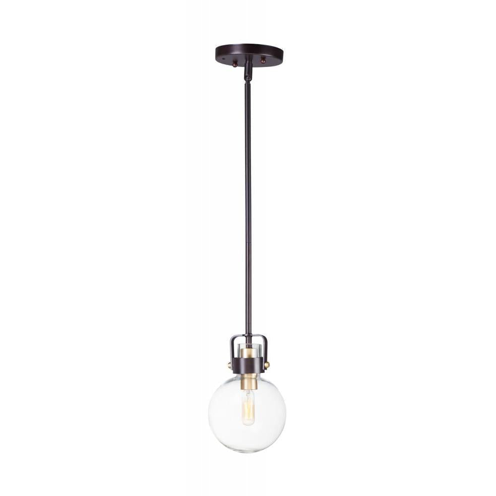 Maxim Lighting 90510CLBZSBR Bauhaus 6 Inch Mini Pendant – Bronze / Satin Brass
