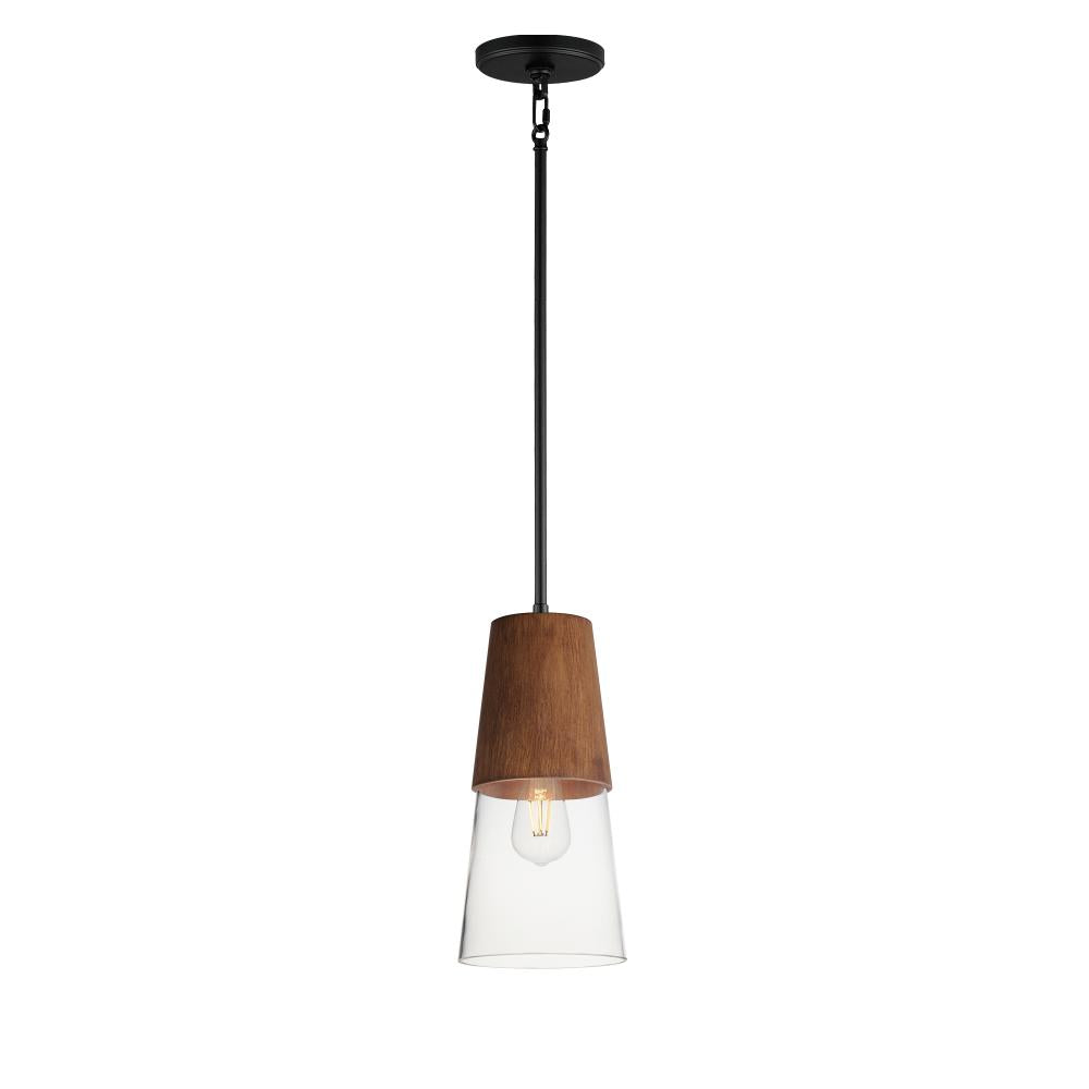 Maxim Lighting 91620CLWNBK Carpenter 6.5 Inch Mini Pendant – Walnut / Black