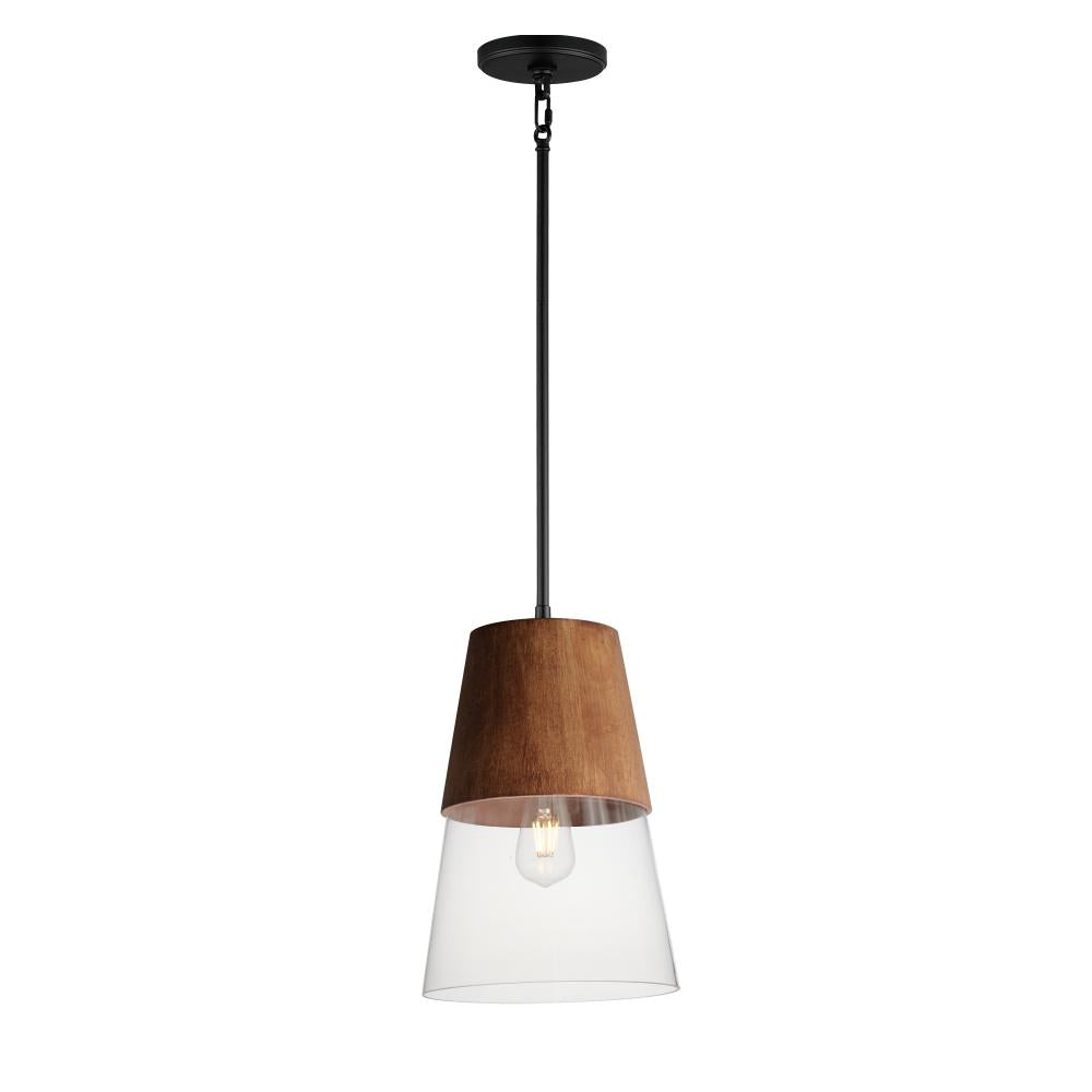 Maxim Lighting 91622CLWNBK Carpenter 10 Inch Mini Pendant – Walnut / Black