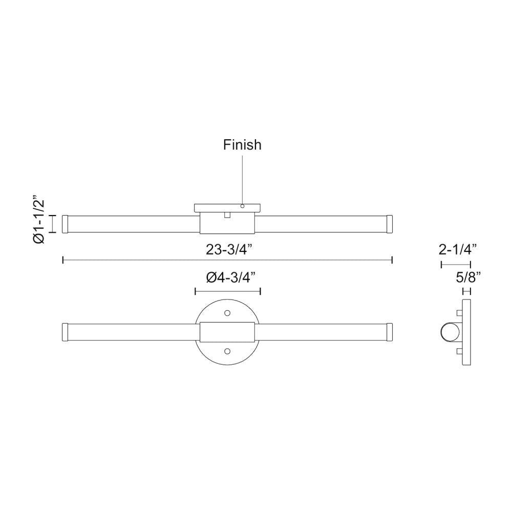 Kuzco Akari VL18524-BN Vanity Light Fixture, UL Damp Rated, Brushed Nickel