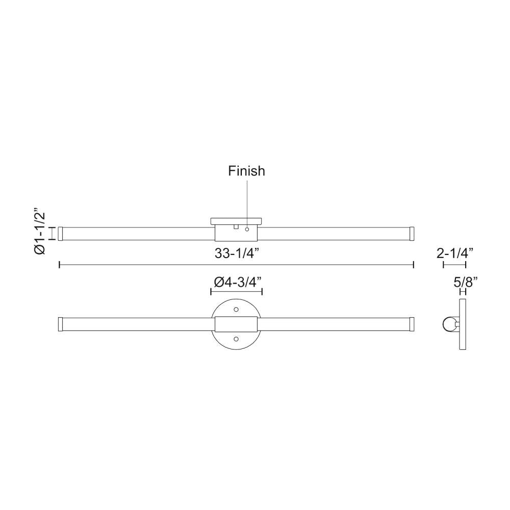 Kuzco Akari VL18532-BK Vanity Light Fixture, UL Damp Rated, Black