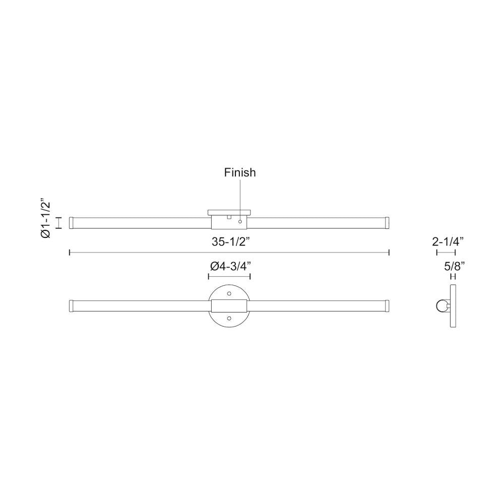 Kuzco Akari 36-in Vanity Light Fixture, UL Damp Rated, Brushed Nickel