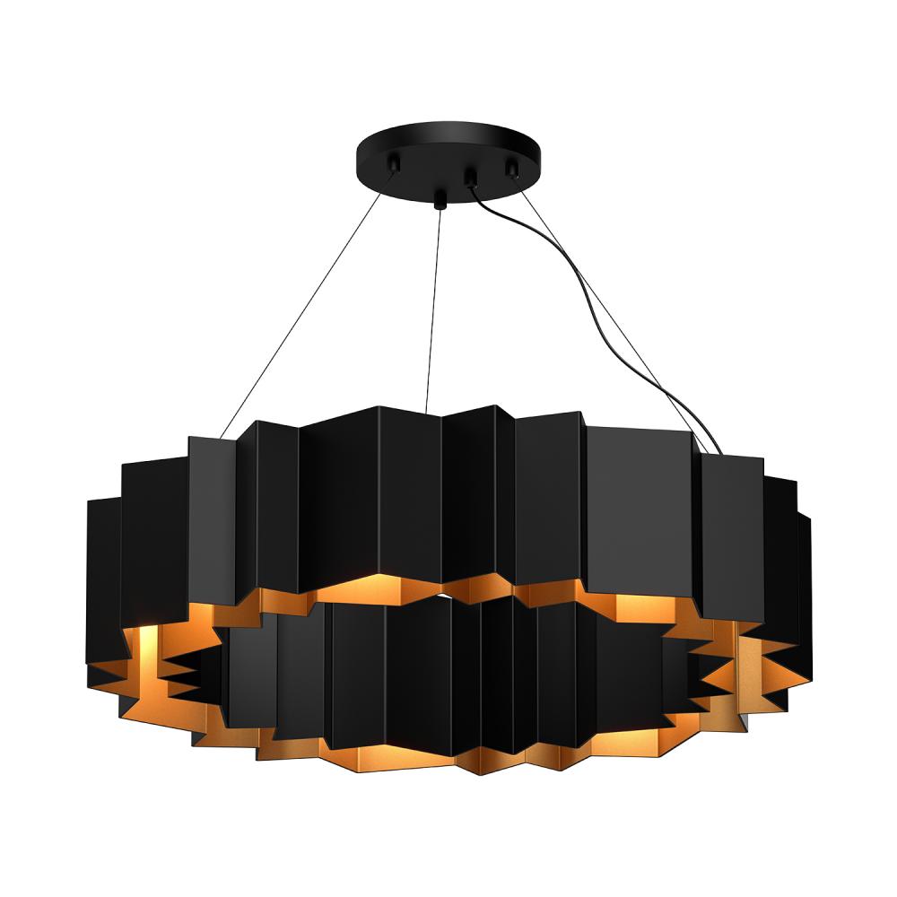 Kuzco Akira CH58030-BK/GD Chandeliers, 7 Lights, Black/Gold
