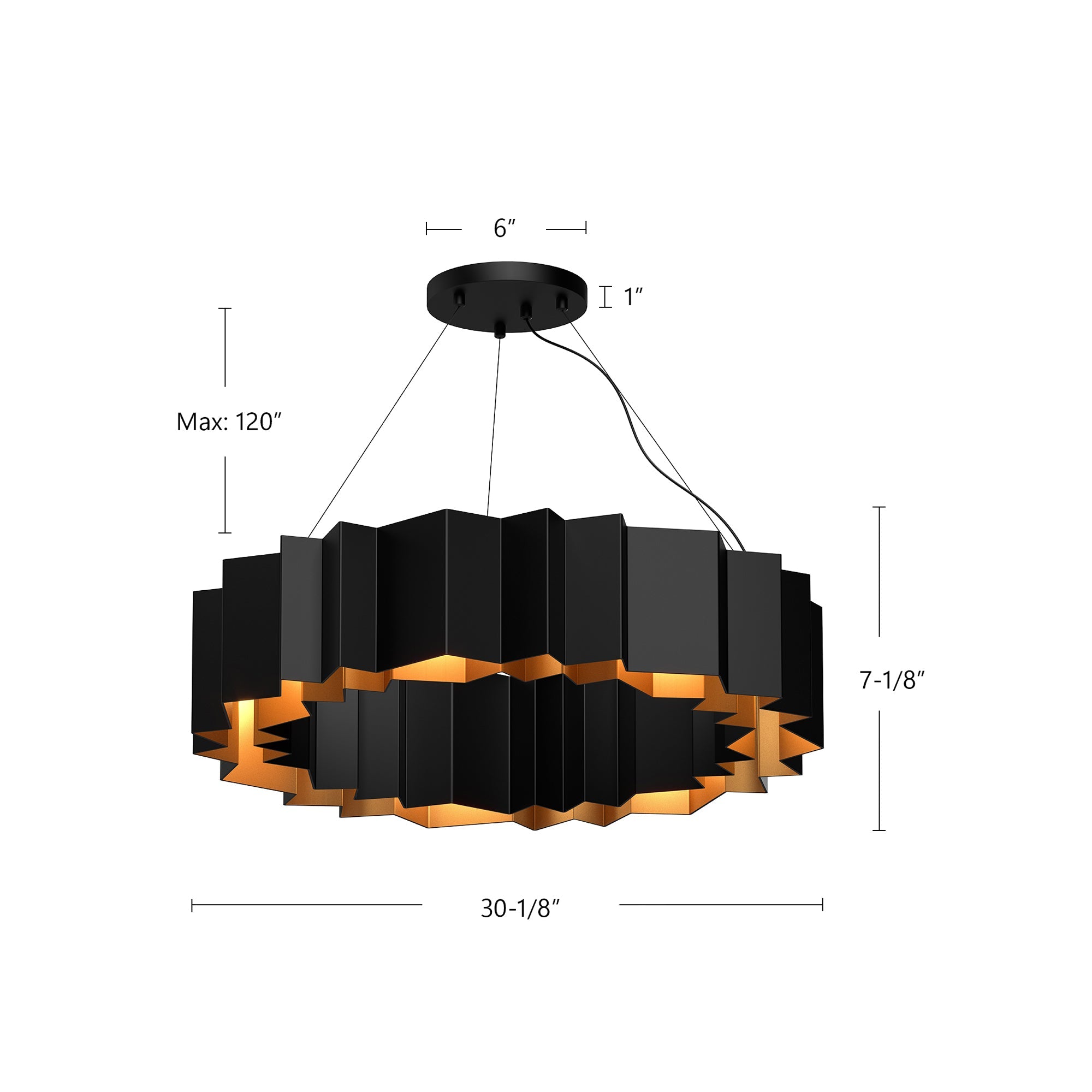Akira 30-in Black/Gold 7 Lights Chandeliers