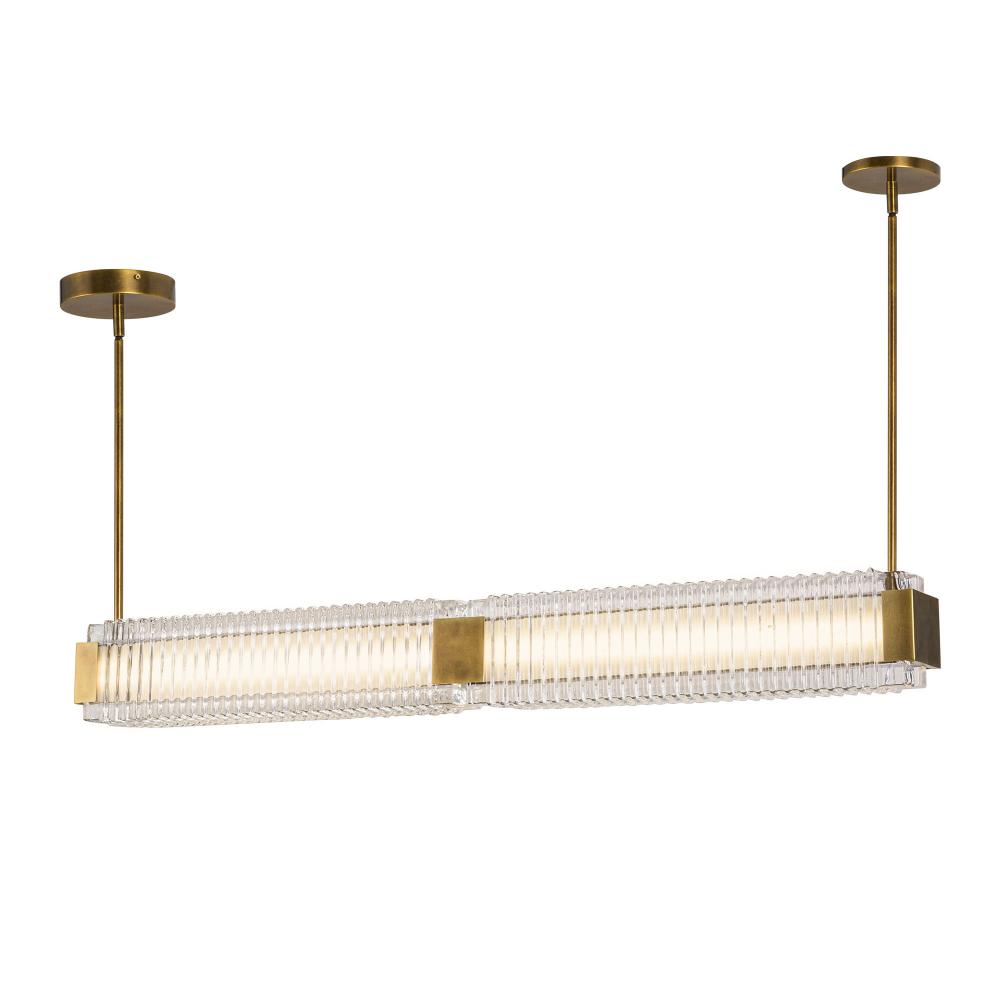 ALORA Lighting LP374247VBCR-UNV Linear Pendant, Vintage Brass/Ribbed Glass