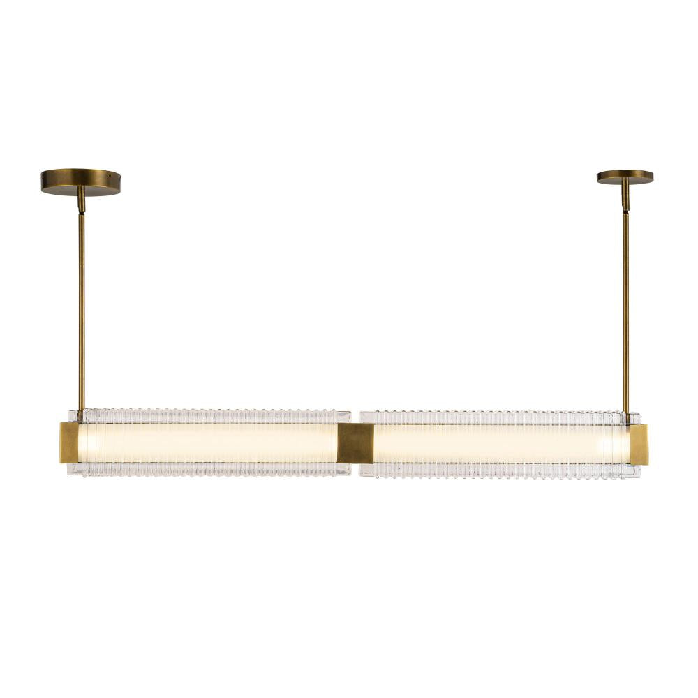 ALORA Lighting LP374247VBCR-UNV Linear Pendant, Vintage Brass/Ribbed Glass