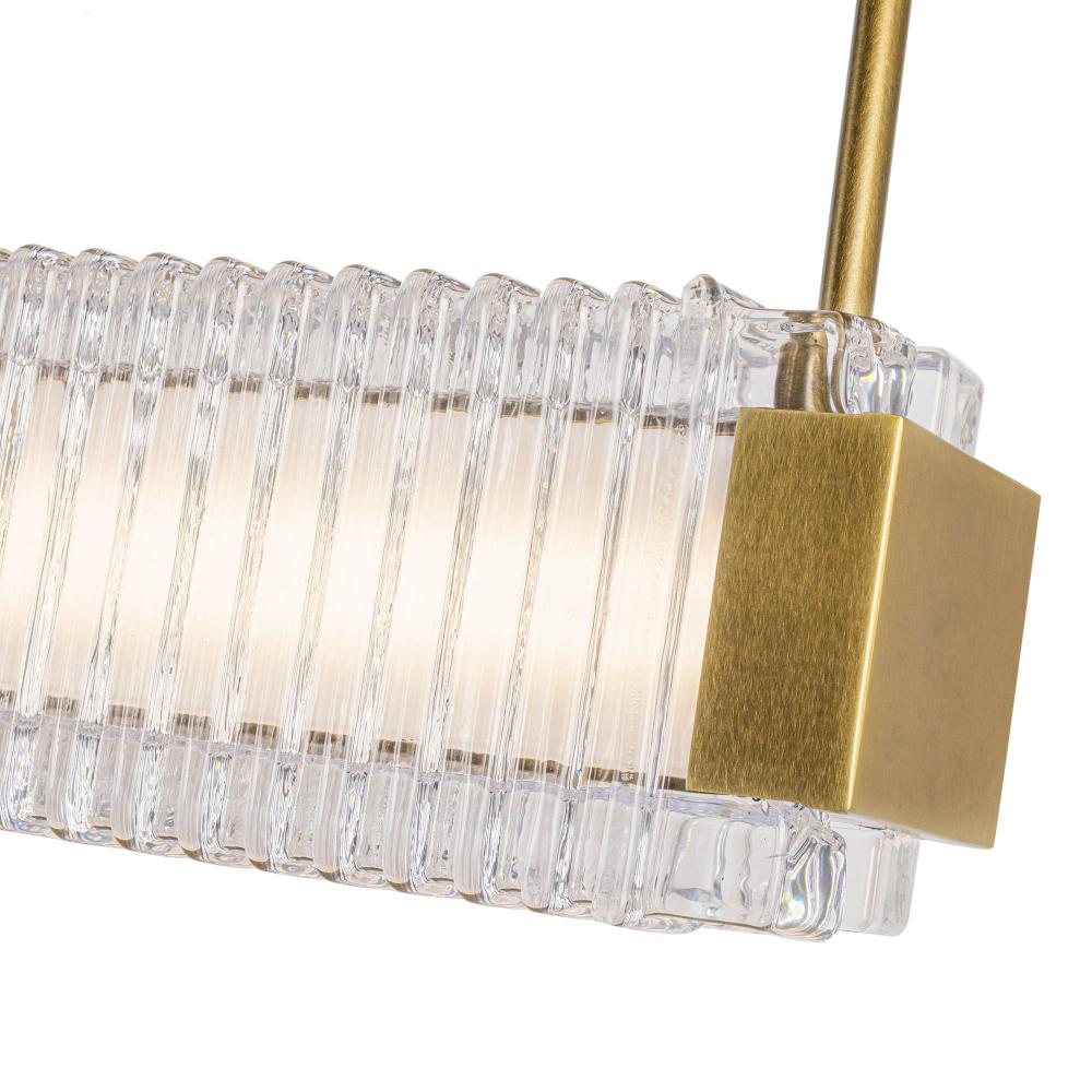 ALORA Lighting LP374247VBCR-UNV Linear Pendant, Vintage Brass/Ribbed Glass