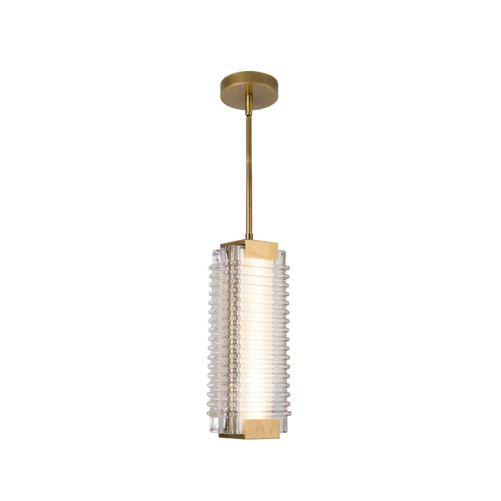 ALORA Lighting PD374316VBCR-UNV Pendant Light Fixture, UL Damp Rated, Vintage Brass/Ribbed Glass