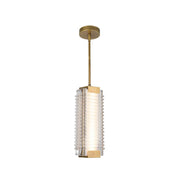 ALORA Lighting PD374316VBCR-UNV Pendant Light Fixture, UL Damp Rated, Vintage Brass/Ribbed Glass
