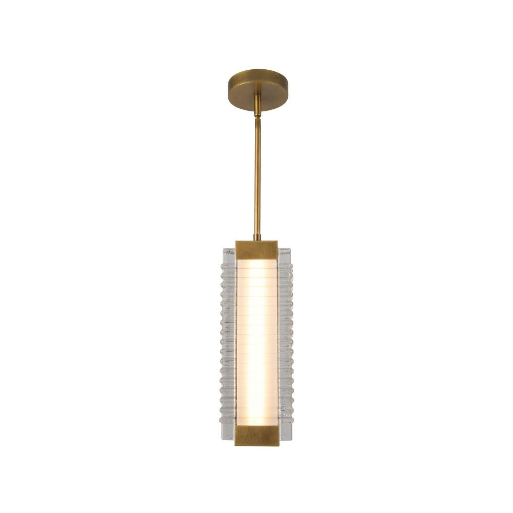 ALORA Lighting PD374316VBCR-UNV Pendant Light Fixture, UL Damp Rated, Vintage Brass/Ribbed Glass