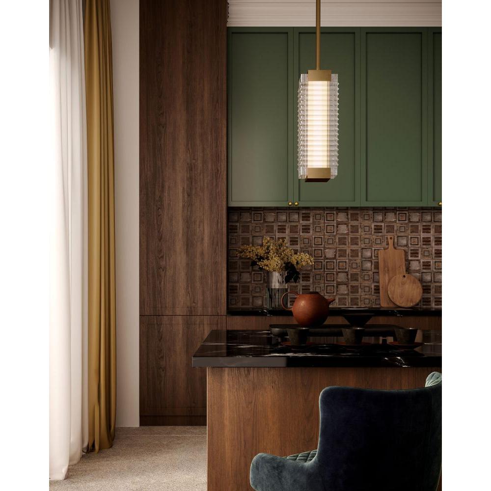 ALORA Lighting PD374316VBCR-UNV Pendant Light Fixture, UL Damp Rated, Vintage Brass/Ribbed Glass