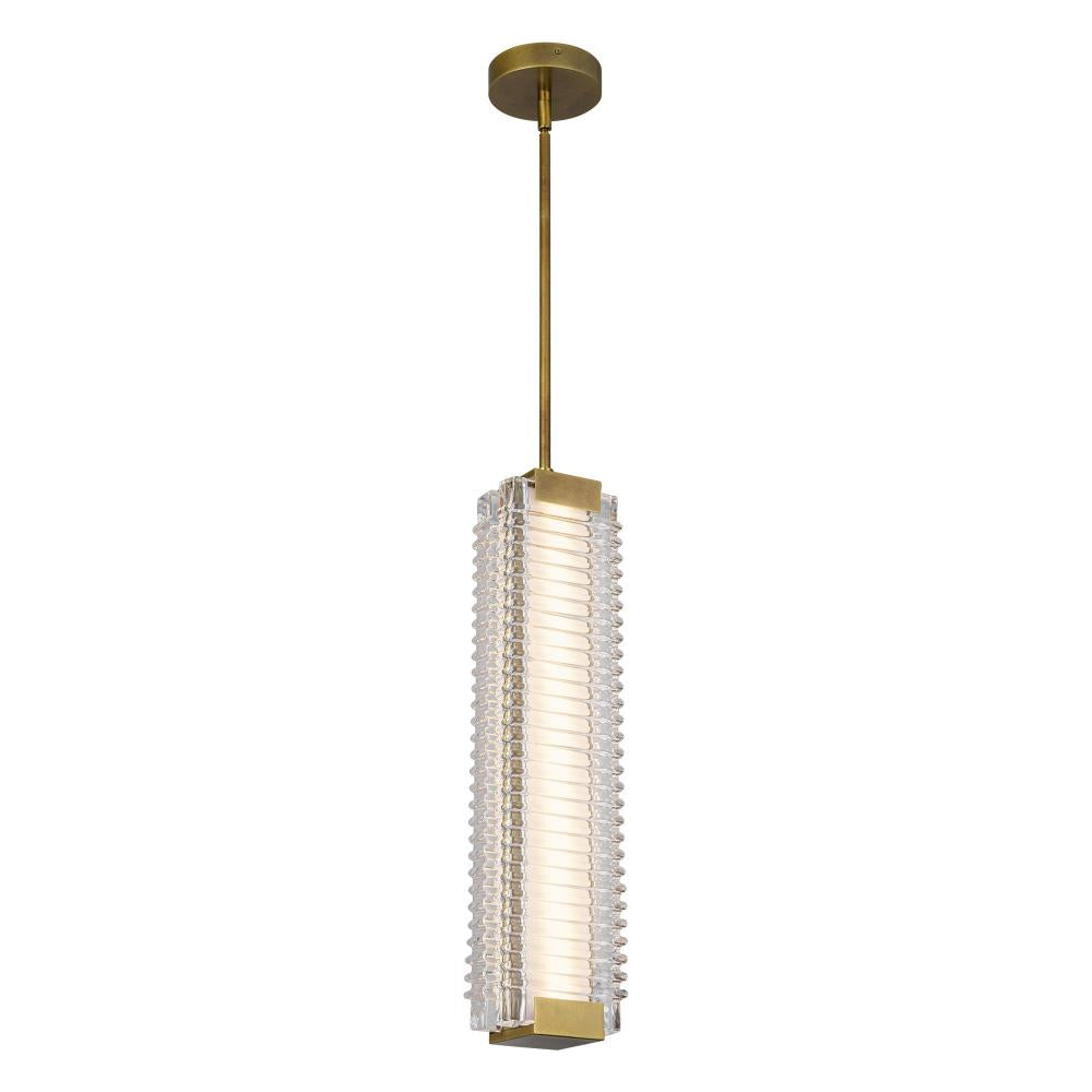 ALORA Lighting PD374624VBCR-UNV Pendant Light Fixture, UL Damp Rated, Vintage Brass/Ribbed Glass