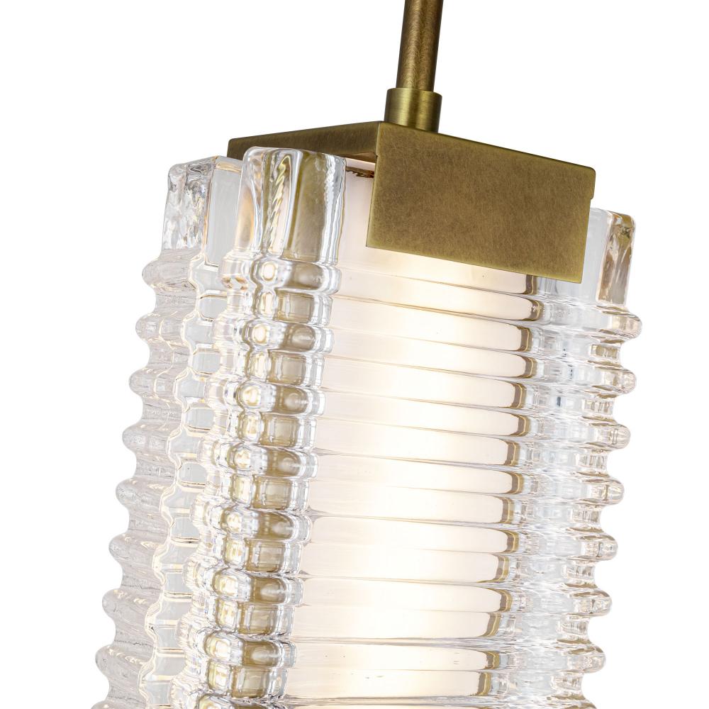 ALORA Lighting PD374624VBCR-UNV Pendant Light Fixture, UL Damp Rated, Vintage Brass/Ribbed Glass