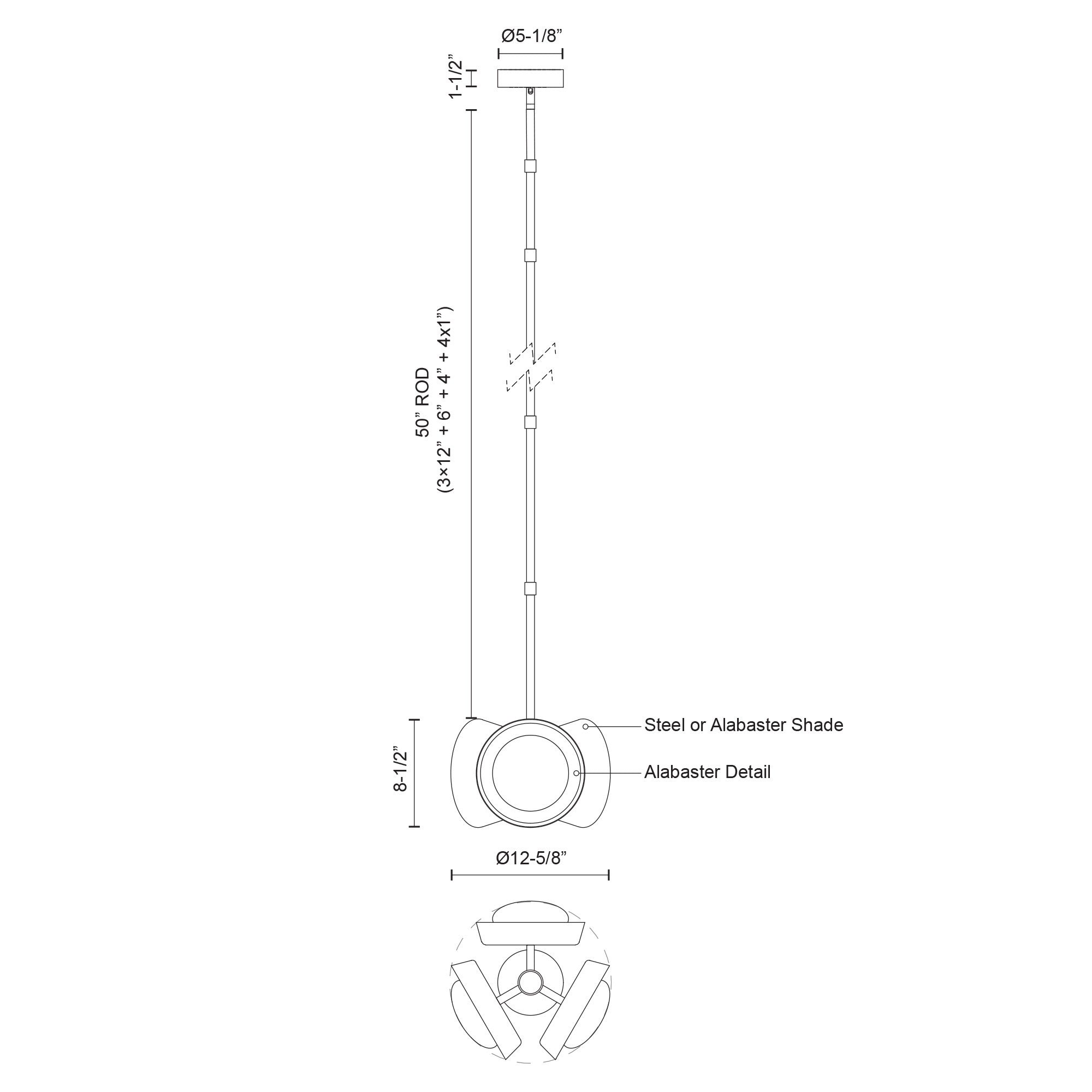 Alonso, Pendant, 12.62" – Vintage Brass – PD320313VB-UNV